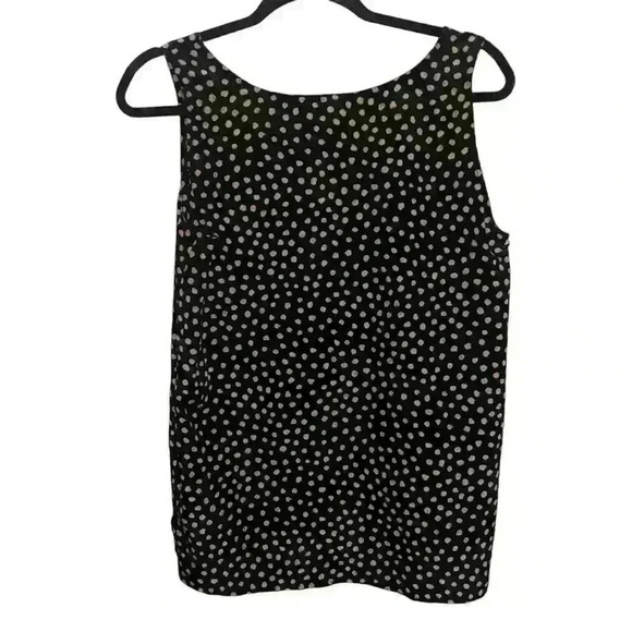 BLOOMINGDALES 100% SILK Black & Cream POLKA DOT TOP SIZE 8 - Picture 2 of 3